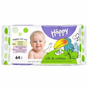 Chusteczki Bella BABY Happy, bawełna i jedwab, 64 szt.
