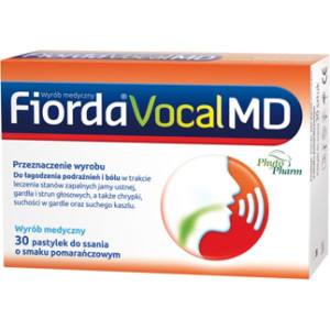 Fiorda Vocal MD, smak pomarańczowy, pastylki do ssania, 30 szt.