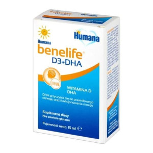Humana benelife, D3+DHA,  płyn, 15 ml