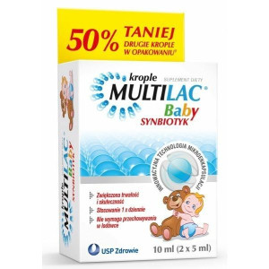 Multilac Baby, synbiotyk, krople, 2 x 5 ml