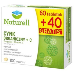 Naturell Cynk Organiczny + C, tabletki, 100 szt.