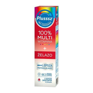 Plusssz 100% Multiwitamina + Żelazo, tabletki musujące, 20 szt.