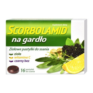 Scorbolamid na gardło, pastylki do ssania, 16 szt.