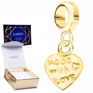 Charms złoty Serce Napis Love srebro 925