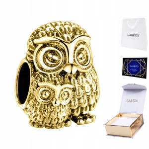 Charms złoty Sowa Owl Zwierzę Sówka srebro 925