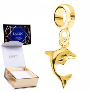 Charms złoty wiszący Delfin Dolphin srebro 925
