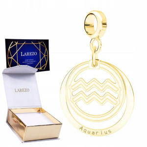 Charms złoty Zodiak Wodnik srebro 925