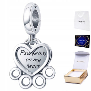 Charms Łapka Psa Serce srebro 925