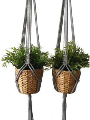 Kwietniki makrama- zestaw minimalistyczny 2 sztuki MKW63