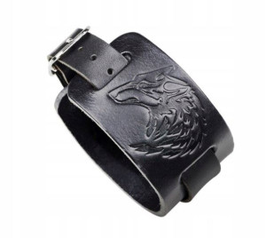 bransoleta skórzana Wiking Thor Wilk Runy Stal