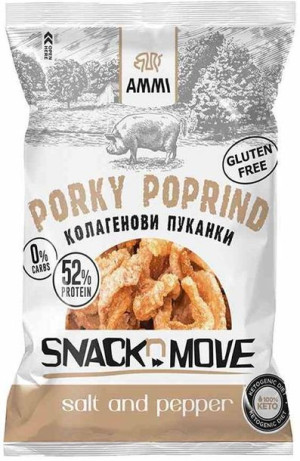 Prażynki wieprzowe skórki Sól i Pieprz 30 g Dieta KETO - Ammi Porky Poprind