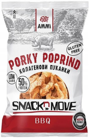 Prażynki wieprzowe skórki BBQ 30 g Dieta KETO - Ammi Porky Poprind