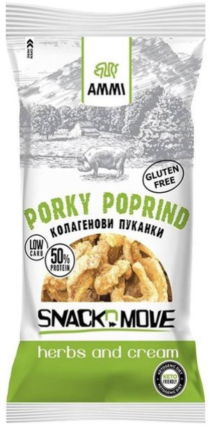 Prażynki wieprzowe skórki Zioła i Śmietanka 50 g Dieta KETO - Ammi Porky Po
