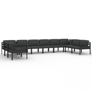 10-cz. zestaw mebli ogrodowych, poduszki, aluminium, antracyt