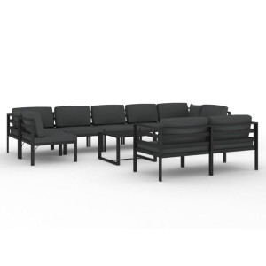 10-cz. zestaw mebli ogrodowych, poduszki, aluminium, antracyt