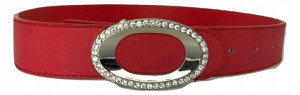 PASEK DAMSKI CZERWONY cyrkonie szer. 3,5cm