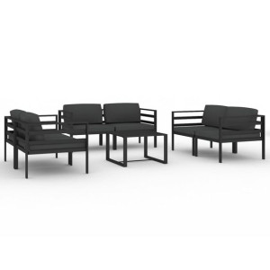 7-cz. zestaw mebli ogrodowych, poduszki, aluminium, antracyt