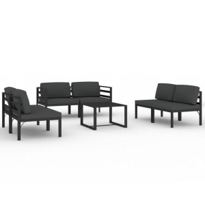 7-cz. zestaw mebli ogrodowych, poduszki, aluminium, antracyt