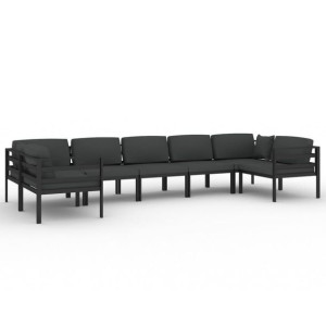 7-cz. zestaw mebli ogrodowych, poduszki, aluminium, antracyt