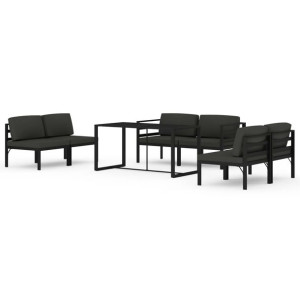 7-cz. zestaw mebli ogrodowych, poduszki, aluminium, antracyt
