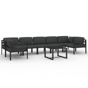 8-cz. zestaw mebli ogrodowych, poduszki, aluminium, antracyt