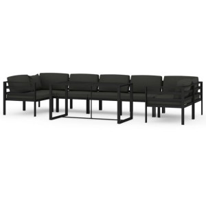 8-cz. zestaw mebli ogrodowych, poduszki, aluminium, antracyt