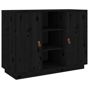 Komoda, czarny, 100x40x75 cm, lite drewno sosnowe