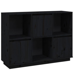 Szafka, czarna, 110,5x35x80 cm, lite drewno sosnowe