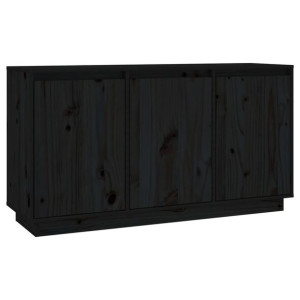Szafka, czarna, 111x34x60 cm, lite drewno sosnowe