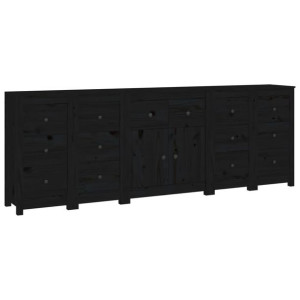 Szafka, czarny 230x35x80 cm, lite drewno sosnowe