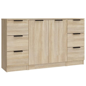 Szafki, 3 szt., dąb sonoma, materiał drewnopochodny