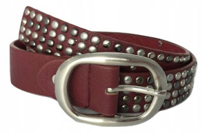 PASEK DAMSKI BORDOWY dżety szer. 3 cm