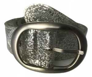 Pasek Damski Do Spodni Srebrny Brokat Szer. 3,5 Cm