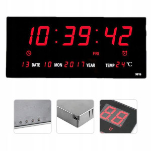 Duży Zegar Cyfrowy Led 36x15 Data Termometr Alarm