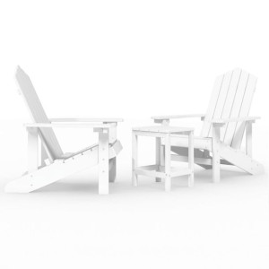 Krzesła ogrodowe Adirondack ze stolikiem, HDPE, białe