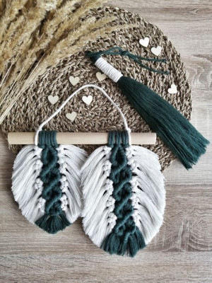 Boho zestaw prezentowy makrama liście, chwost (ZP03)