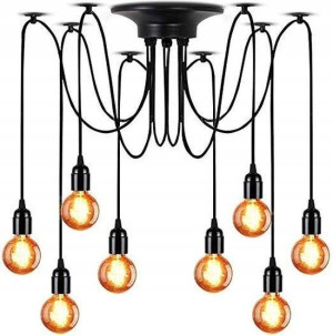 Lampa WISZĄCA sufitowa PAJĄK 10 czarna 200 cm