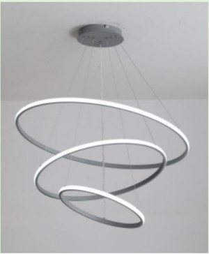 Lampa wisząca ring żyrandol 60+80+100 SZARA+ PILOT