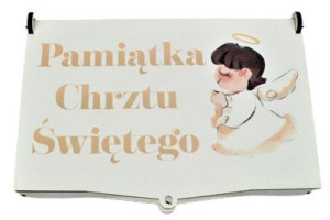 Pamiątka Chrztu Świętego z życzeniami  Pudełko na Pieniądze  Nadruk