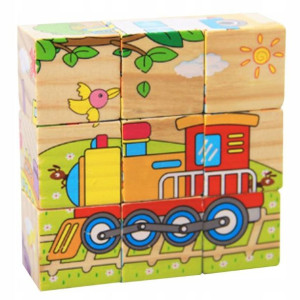 Klocki drewniane edukacyjne układanka puzzle