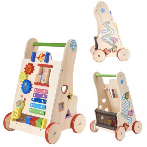 Pchacz Drewniany Chodzik Kostka Edukacyjna Gra 6w1