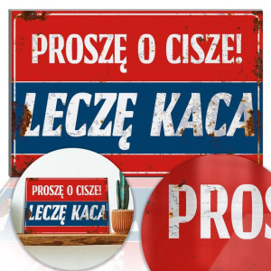 Zabawna TABLICZKA na DRZWI LECZĘ KACA Wiele WZORÓW