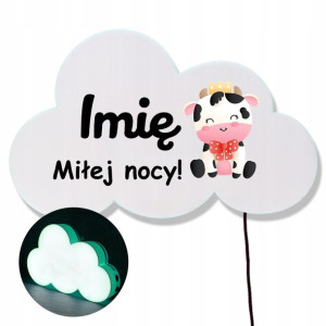 Lampka Chmurka Miętowa do pokoju Twoje Imie Wzory