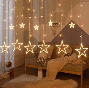 Kurtyna Świetlna 275cm Girlanda Lampki Wiszące Ciepły Biały 138led W3