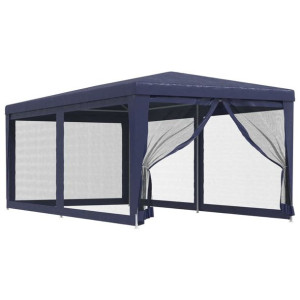 Namiot imprezowy z 6 ścianami z siatki, niebieski, 3x6 m, HDPE