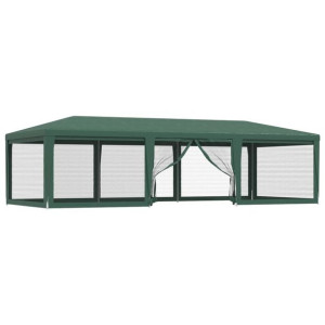 Namiot imprezowy z 8 ścianami z siatki, zielony, 9x4 m, HDPE