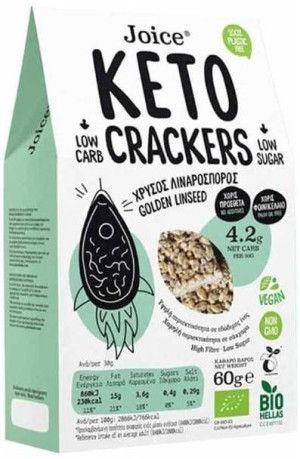 Krakersy Keto siemię lniane Low Carb 60 g Ekologiczne Bio Vege - Joice