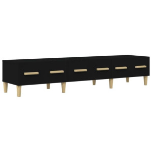Szafka pod TV, czarna, 150x34,5x30 cm, materiał drewnopochodny