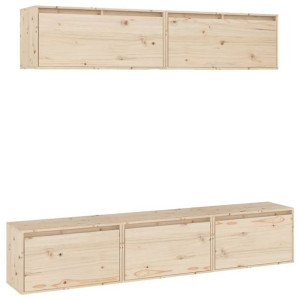 Szafki pod TV, 5 szt., lite drewno sosnowe