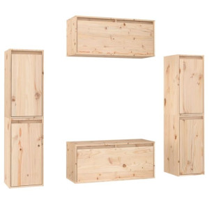 Szafki pod TV, 6 szt., lite drewno sosnowe